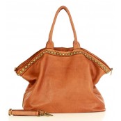 V4 Skórzana torba shopper na ramię damska. Skóra naturalna vintage Nity